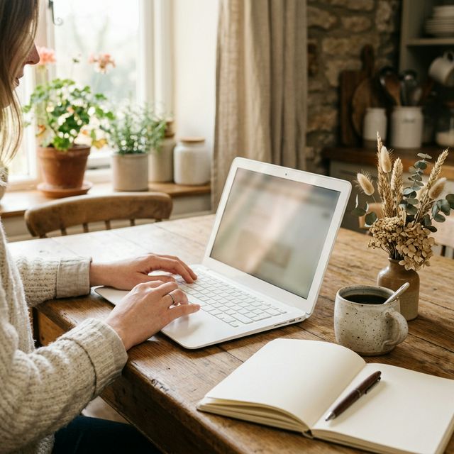 Browsing personalised gifts on a laptop